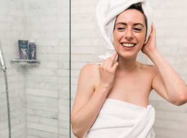 woman inside bathroom